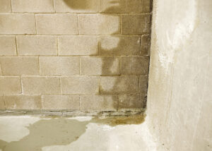 Infiltrations d’eau sur mur de cave en blocs